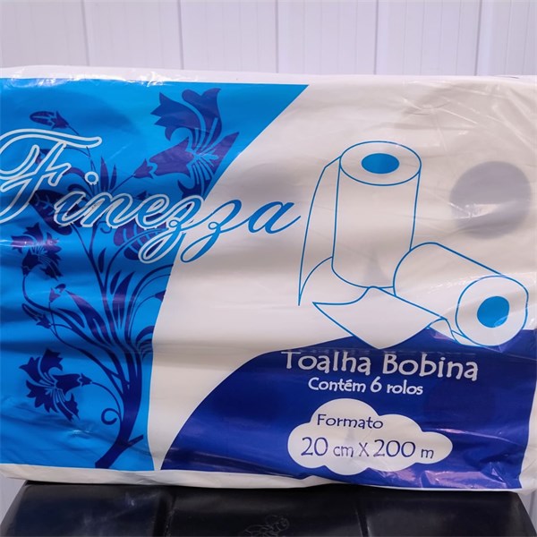 Papel Toalha Bobina Auto Corte 20x200m C/ 6 Rolos - Celulose Premium | Finezza