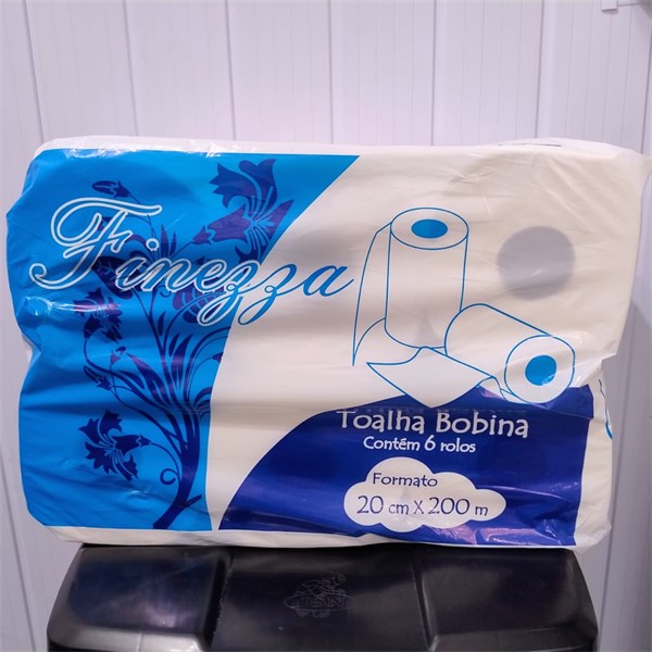 Papel Toalha Bobina Auto Corte 20x200m C/ 6 Rolos - Celulose Premium | Finezza