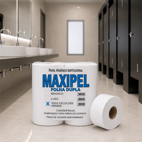 Papel Higiênico Rolão Institucional | Folha Dupla | C/ 8 Rolos - Celulose Premium | Maxipel