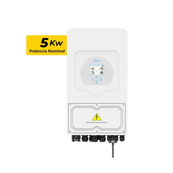 INVERSOR DEYE HIBRIDO 5KW 220V MONOFASICO 2 MPPT SUN 5K-SG05LP3-EU-SM2 LV BAIXA TENSAO CC
