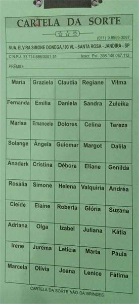 CARTELA DE RIFA 100 NOMES BARÃO DA SORTE