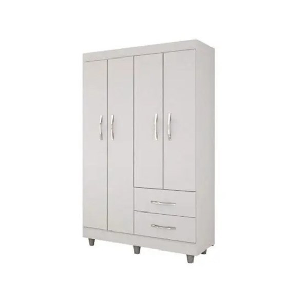 Guarda Roupa Solteiro Robusto 4 Portas 2 Gavetas Com pés Paris