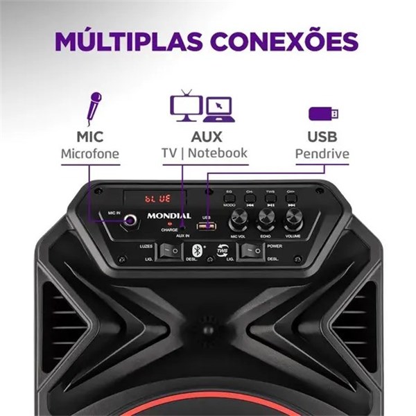 caixa amplificada mondial connect partyplus cm-250