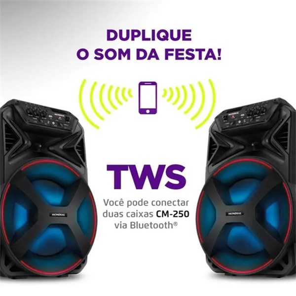caixa amplificada mondial connect partyplus cm-250