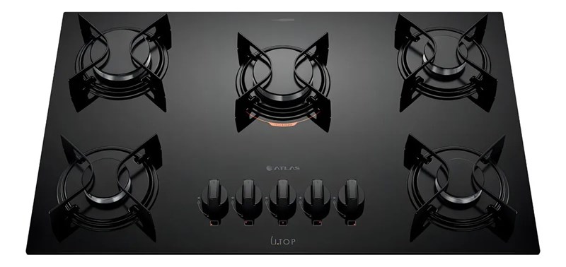 FOGAO 5B ATLAS UTOP COOKTOP TC GLASS MESA VIDRO 300001516 PRETO BIVOLT