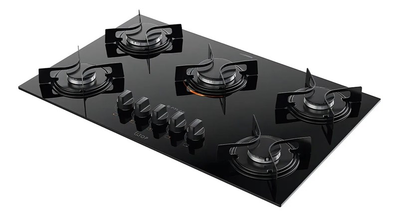 FOGAO 5B ATLAS UTOP COOKTOP TC GLASS MESA VIDRO 300001516 PRETO BIVOLT