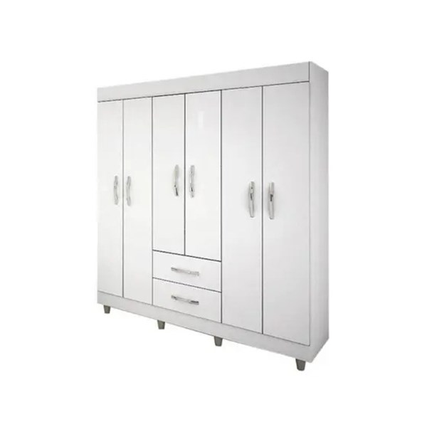 Guarda Roupa Solteiro Robusto 6 Portas 2 Gavetas Com pé
