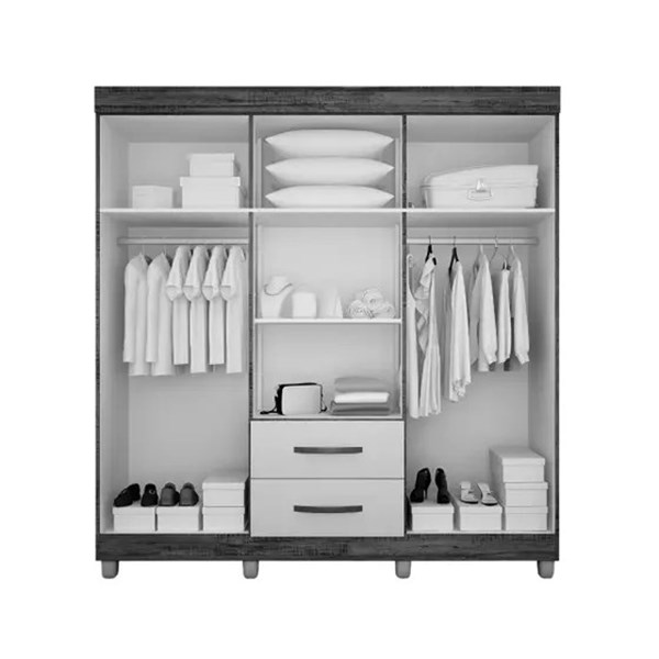 Guarda Roupa Solteiro Robusto 6 Portas 2 Gavetas Com pé