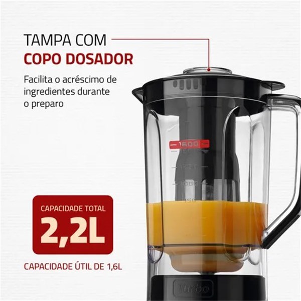 LIQUIDIFICADOR MONDIAL TURBO POWER 550WATTS PRETO 2,2L 127V 
