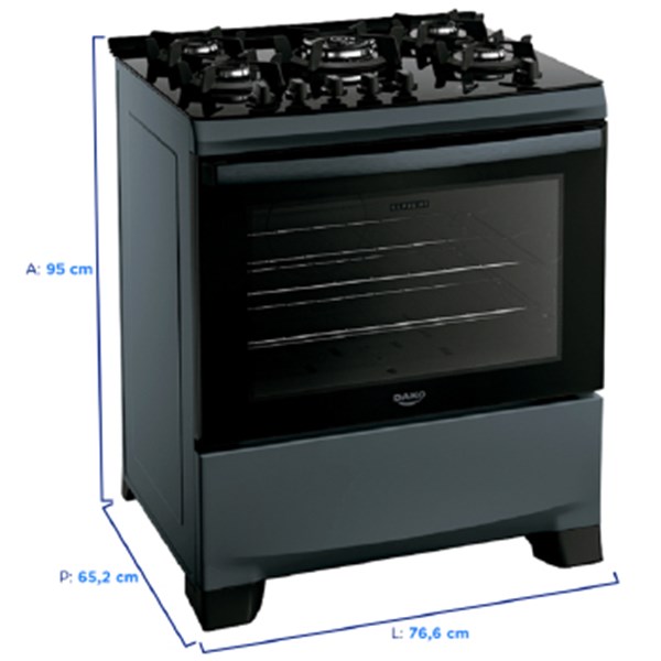 Fogao 5b Dako Supreme Titaniun Mesa De Vidro C/t - 300001821