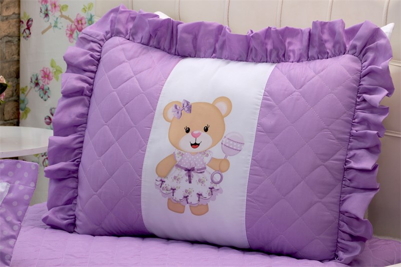 Kit Cobre Leito Ursinha Solteiro 3 Peças Lilas