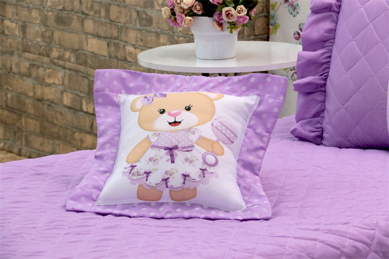 Kit Cobre Leito Ursinha Solteiro 3 Peças Lilas