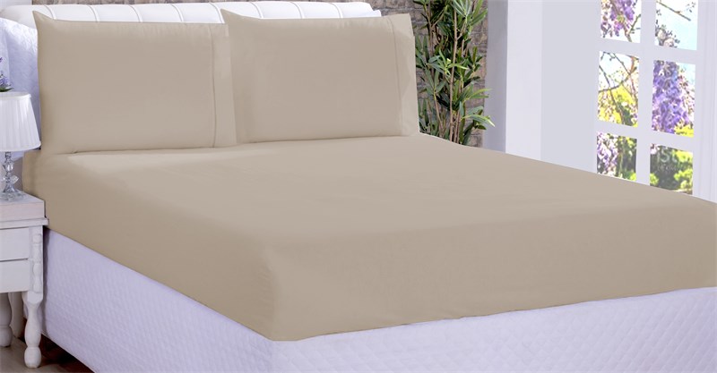 Jogo De Cama Lençol Microfibra Casal 03 Peças Bege