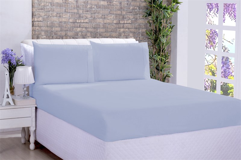 Jogo De Cama Lençol Microfibra Solteiro 02 Peças Azul Bebe