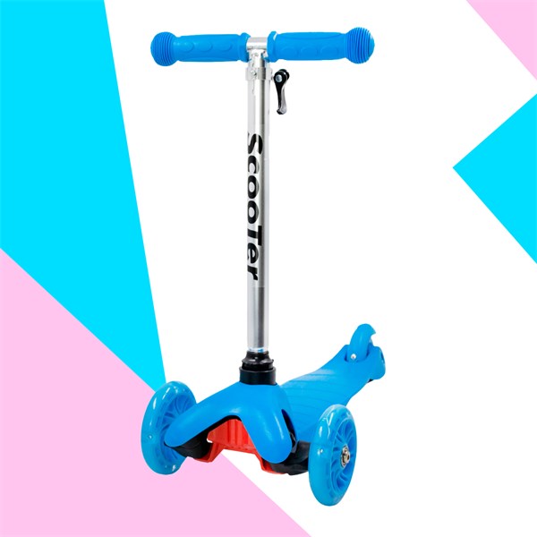 Patinete Regulável Infantil 3 Rodinhas Com Led Até 40kg Azul