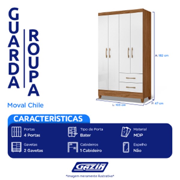 Roupeiro Moval Chile 4 Pts 2 Gvs - 126.952026.6 - PC / 2