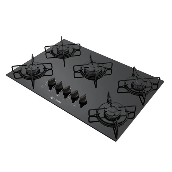 FOGAO 5B ATLAS UTOP COOKTOP TC GLASS MESA VIDRO 300001516 PRETO BIVOLT