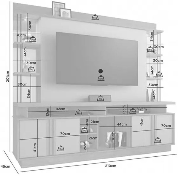Home Esplendor Para TV Até 65" Cinamomo Off White JCM - JCM Movelaria