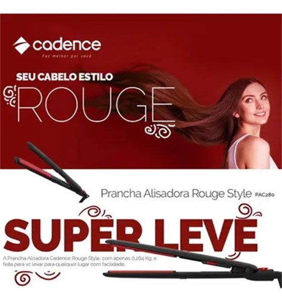 Prancha Alisadora De Cabelo Cadence Rouge Style Bivolt Cor Preto 110v/220v