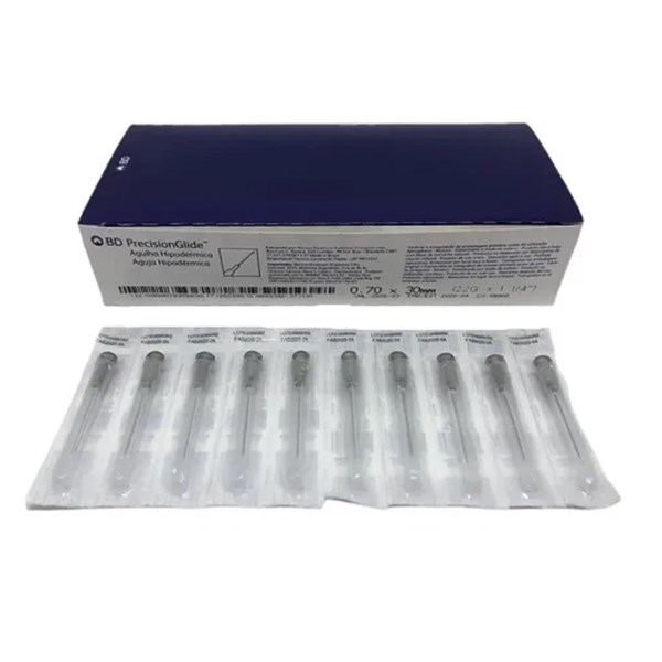 AGULHA DESC. 0,70x30 22G 1 1/4" BD PRETA