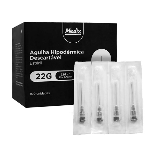 AGULHA DESC. 0,70x25 22G 1" MEDIX PRETA
