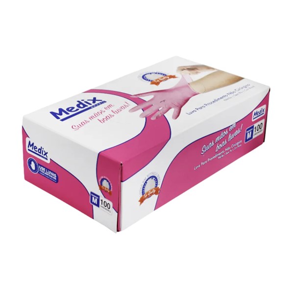 LUVA NITRILO PINK MEDIX CX C/ 100 UND