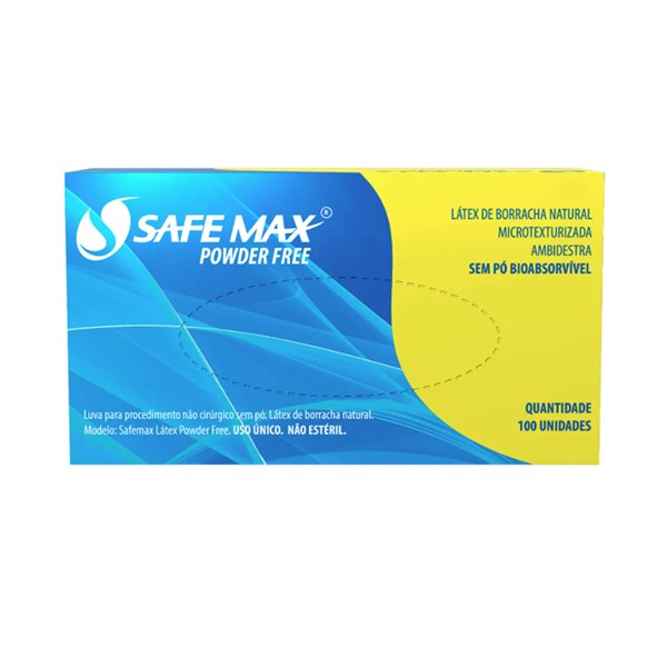 LUVA LÁTEX SEM PÓ POLIMERIZADA SAFEMAX CX C/ 100 UND