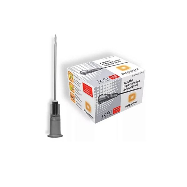 AGULHA DESC. 0,70x25 22G 1" DESCARPACK PRETA