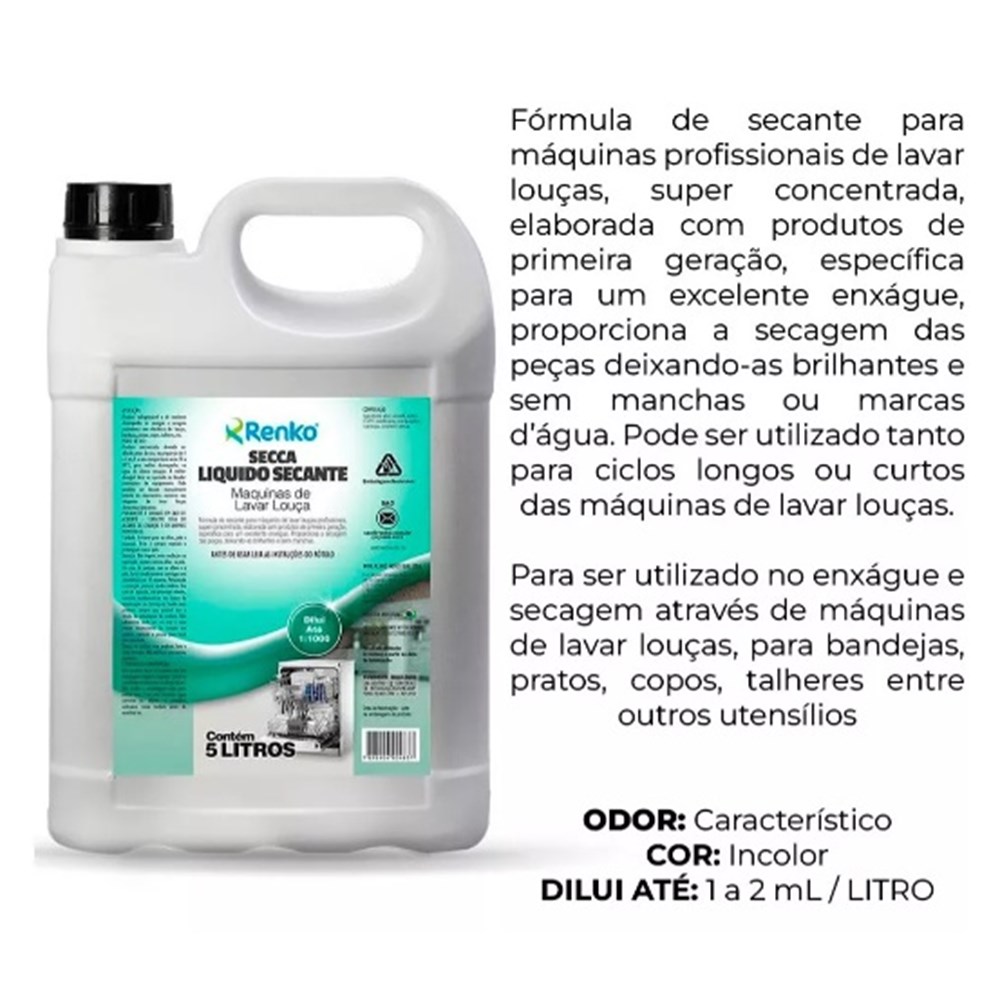SECCA SECANTE LIQUIDO PARA MAQUINAS DE LAVAR LOUCA 5 LITROS ...