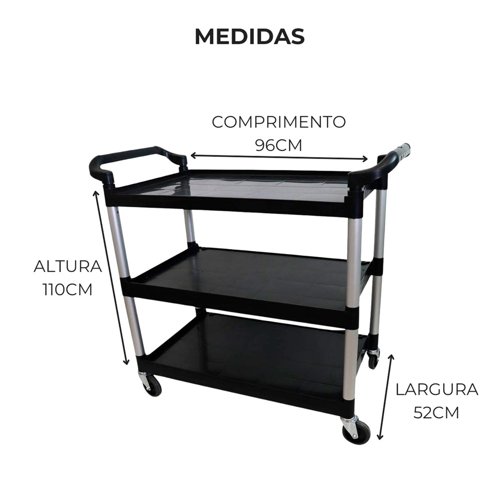 Carrinho Triplex Nobre para Hotel - Preto
