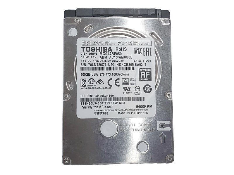 HDD SATA, TOSHIBA, 500GB, 2.5", 5400RPM, MQ01ABF050, SEMINOVO