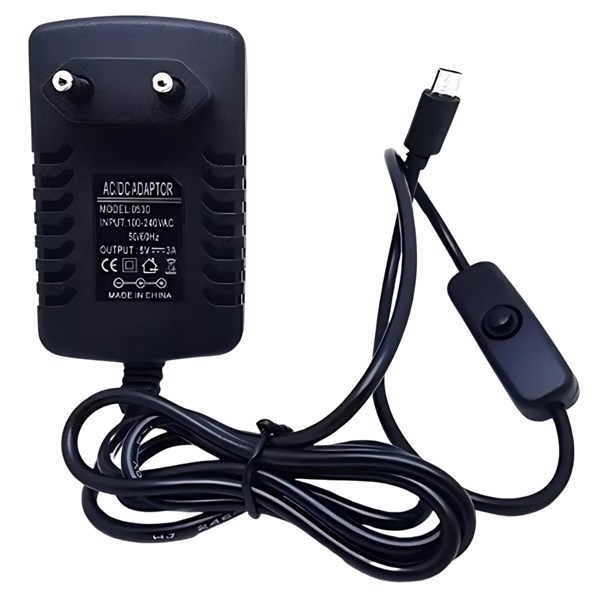 FONTE DE ALIMENTAÇÃO 5V,  USBC, COM BOTÃO DE POWER, COMPATÍVEL, RASPBERRY PI4