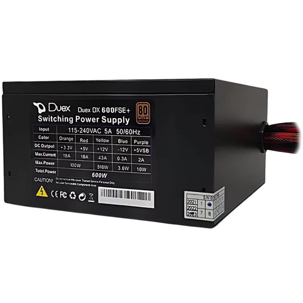 FONTE DE ALIMENTAÇÃO 600W, 80 PLUS, DUEX, DX600FSE