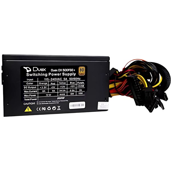 FONTE DE ALIMENTAÇÃO 600W, 80 PLUS, DUEX, DX600FSE