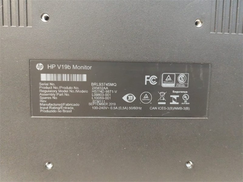 MONITOR LED 18.5", HP, V19B, SEMINOVO