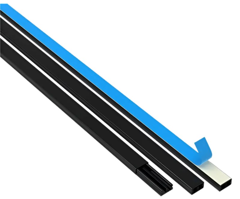 CANALETA LISA 20X10MM, 2M, ADESIVA, PRETO