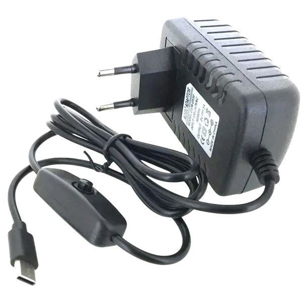 FONTE DE ALIMENTAÇÃO 5V,  USBC, COM BOTÃO DE POWER, COMPATÍVEL, RASPBERRY PI4