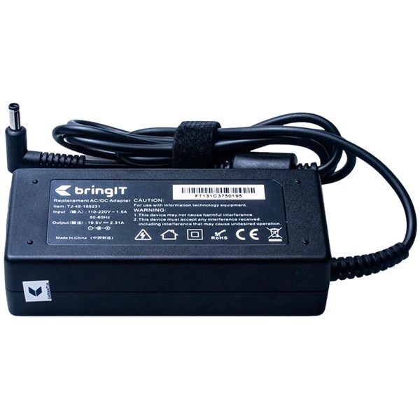 CARREGADOR PARA NOTEBOOK, COMPATÍVEL, HP, 45W, 4.5MM, 19.5V, 2.31A