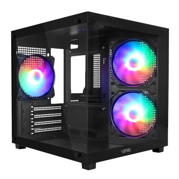 GABINETE GAMER, VINIK, G-CUBE, VIDRO TEMPERADO, PRETO, 3 FANS, GGGCVBK