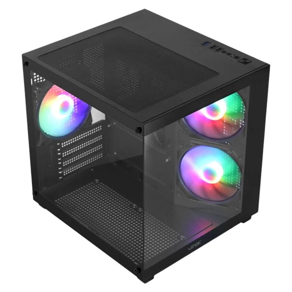 GABINETE GAMER, VINIK, G-CUBE, VIDRO TEMPERADO, PRETO, 3 FANS, GGGCVBK
