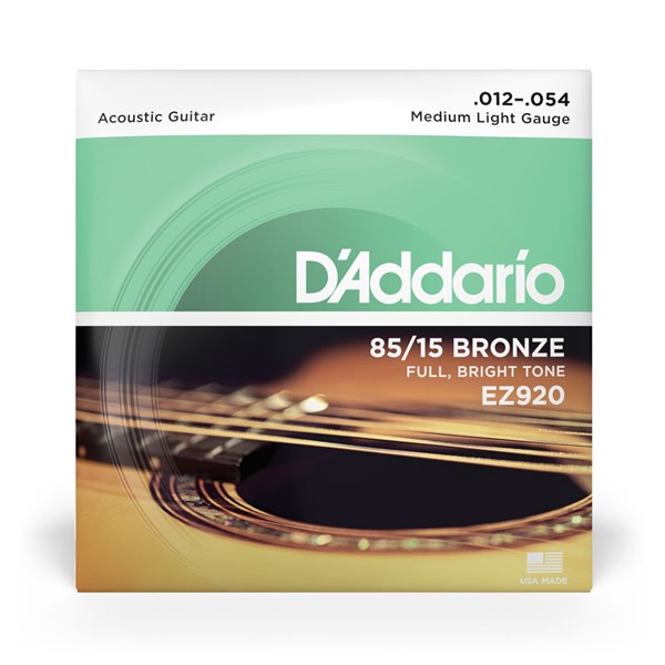 ENCORDOAMENTO VIOLÃO AÇO 012-054 MEDIUM LIGHT GAUGE BRONZE 85/15 EZ920 - D´ADDARIO