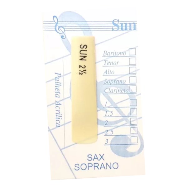 PALHETA SAX SOPRANO 2,5 ACRILICA ECONÔMICA SUNSS25 - SUN