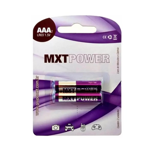 PILHA AAA ALCALINA LR03 (EMBALAGEM COM 2 UNIDADES) 28.17.72 - MXT