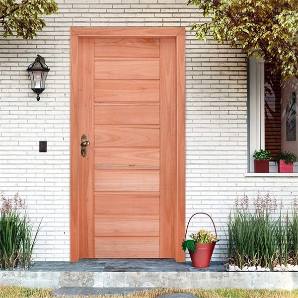 KIT PORTA MADEIRA MACIÇA EM CEDRO LAMBRI CHEIO 70CMX210CM GIRO C/ BATENTE 10-15CM E ALIZAR 5CM