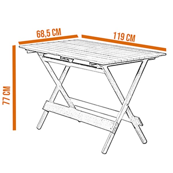 Conjunto Dobrável Mesa 120X70cm 4 Cadeiras Madeira Nobre Natural