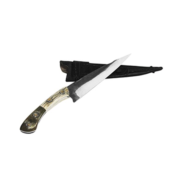 Faca 06 Inox 420C Brut Forge 2mm Cabo Chifre Tesoura