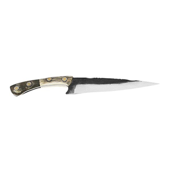 Faca 06 Inox 420C Brut Forge 2mm Cabo Chifre Tesoura