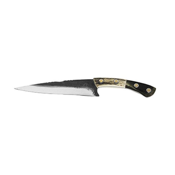 Faca 06 Inox 420C Brut Forge 2mm Cabo Chifre Tesoura