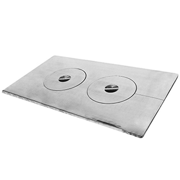 Chapa Fogão a Lenha Alumínio Reforçada 2 Furos 100X60cm
