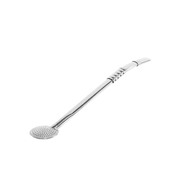 Bomba Chimarrão Inox Grande Anel Frizado Bocal Rosca